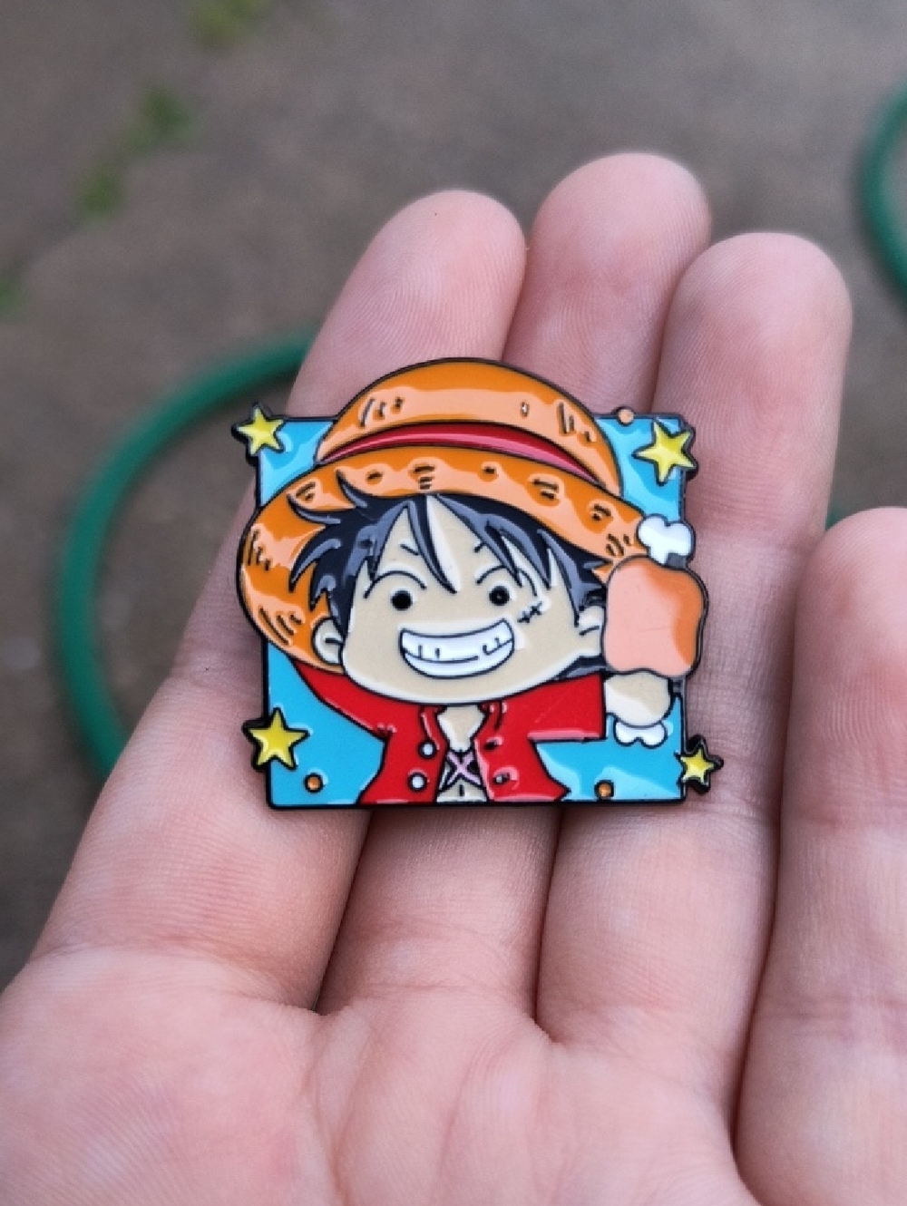 Onepiece Orange Hat & Blue Background Monkey D. Luffy Enamel Pin